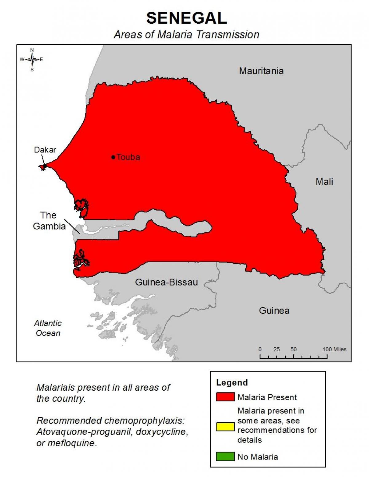 mapa Senegal malária