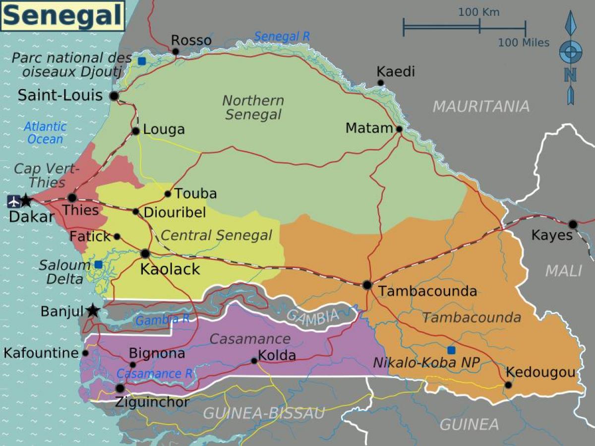 mapa Senegal politické