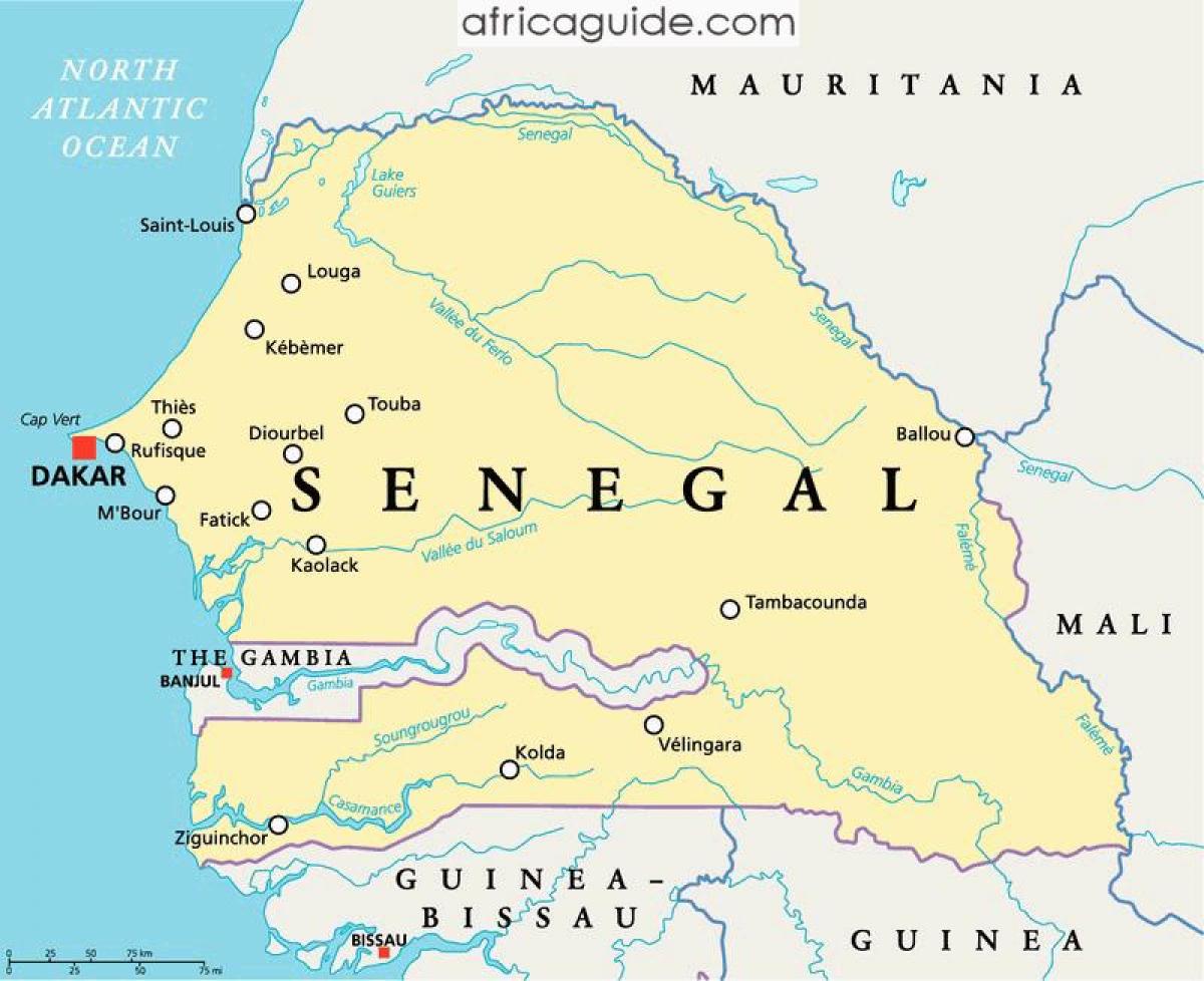 Senegal rieky afrika mapa