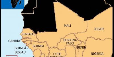 Mapa Senegal mapu západnej afrike